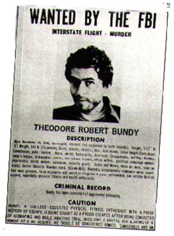 F.B.I wanted poster for Ted Bundy